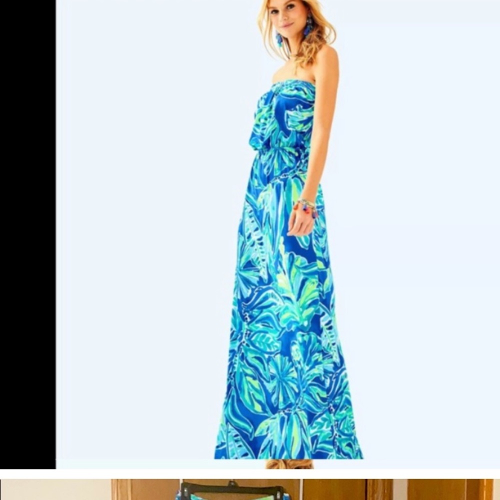 Pulitzer Marlisa Maxi Dress in Beckon Blue "Palm Passage” xs